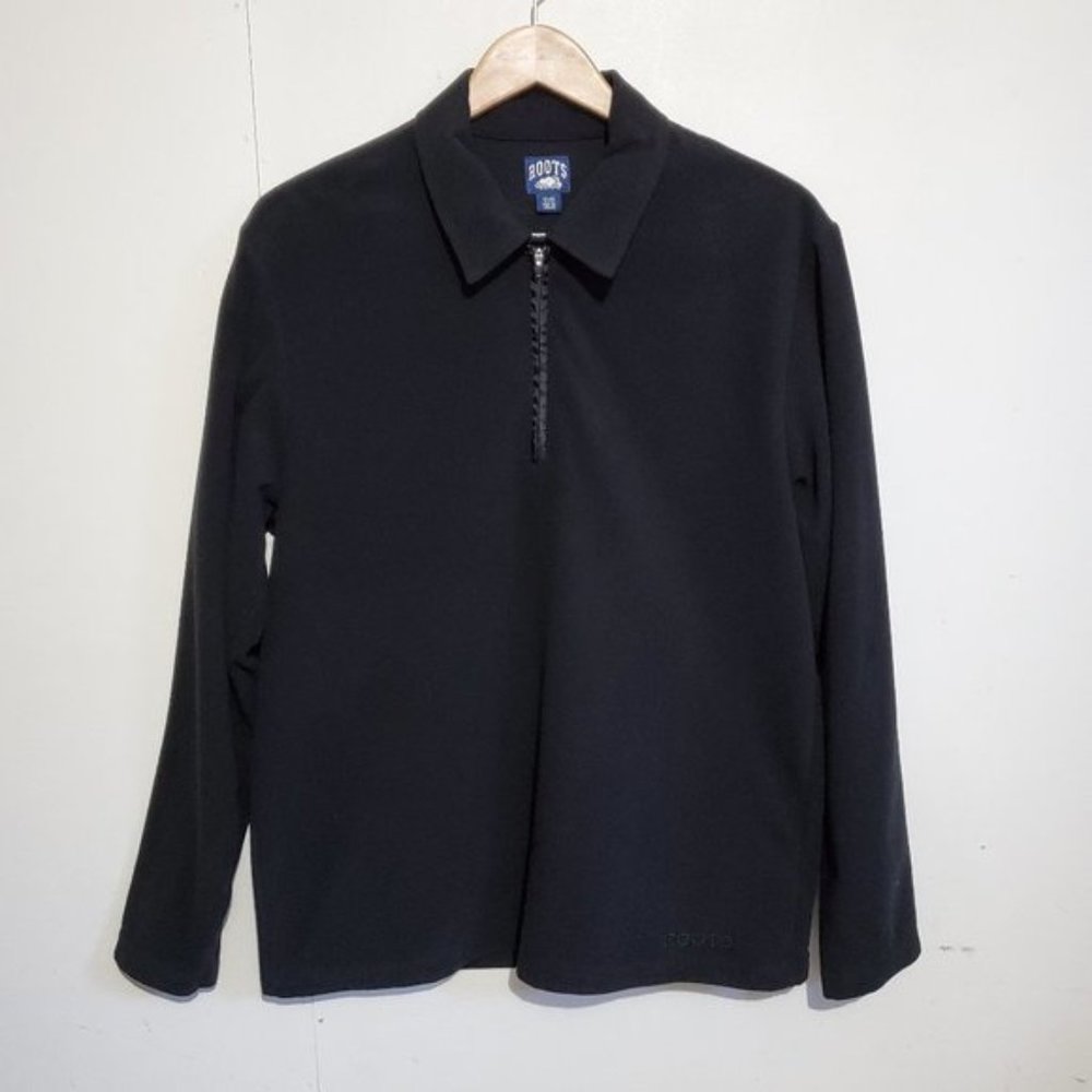 ROOTS / M / Men's Polar Fleece Wind Resistant 1/4 Zip Long Sleeve Polo Jacket - Picture 1 of 12